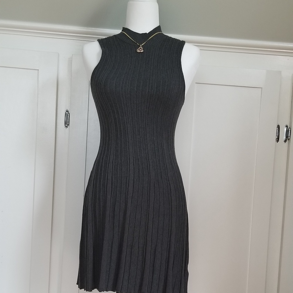 Black sleeveless sweater dress